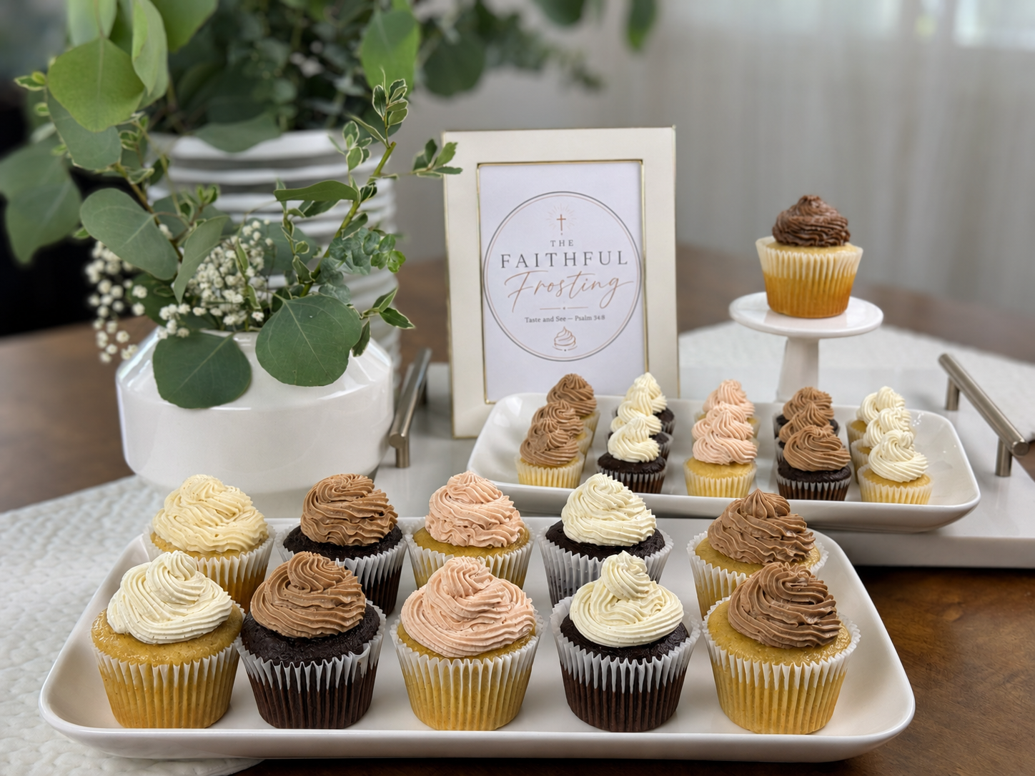 Standard and mini sourdough cupcakes displayed together